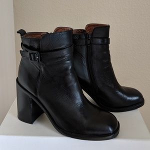 Jeffrey Campbell  Black Leather Ankle Boots.
